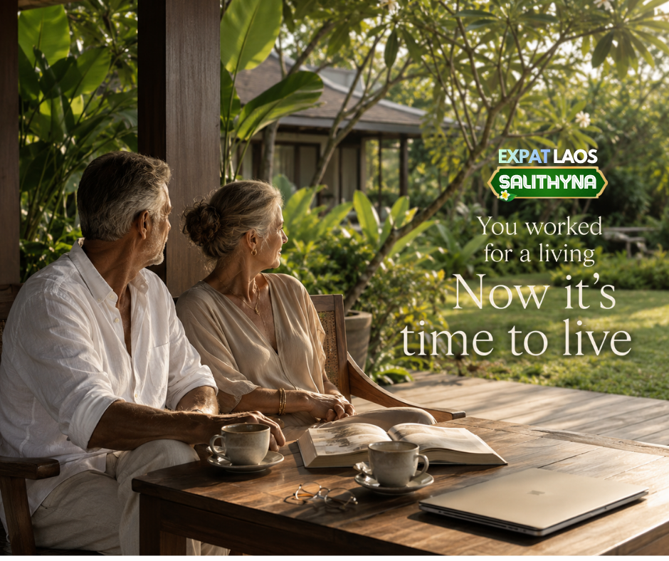Expat couple retiring in Laos tropical garden - Expat Laos Salithyna