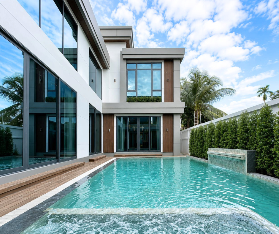 villa-piscine-exterieur-location-sisatanak-vientiane-laos Extérieur villa de luxe avec piscine privée à louer Sisatanak Vientiane Laos