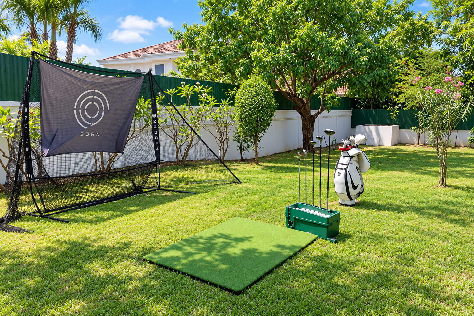 Garden golf practice corner – villa near Patuxai Vientiane