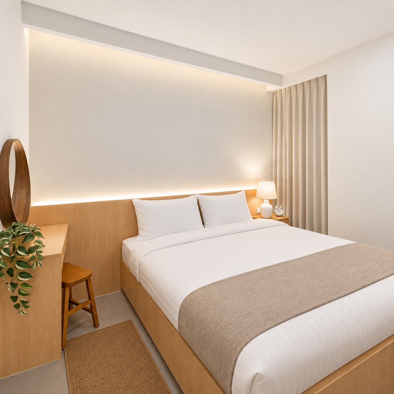 Master bedroom of the 2-bedroom apartment for rent in central Vientiane