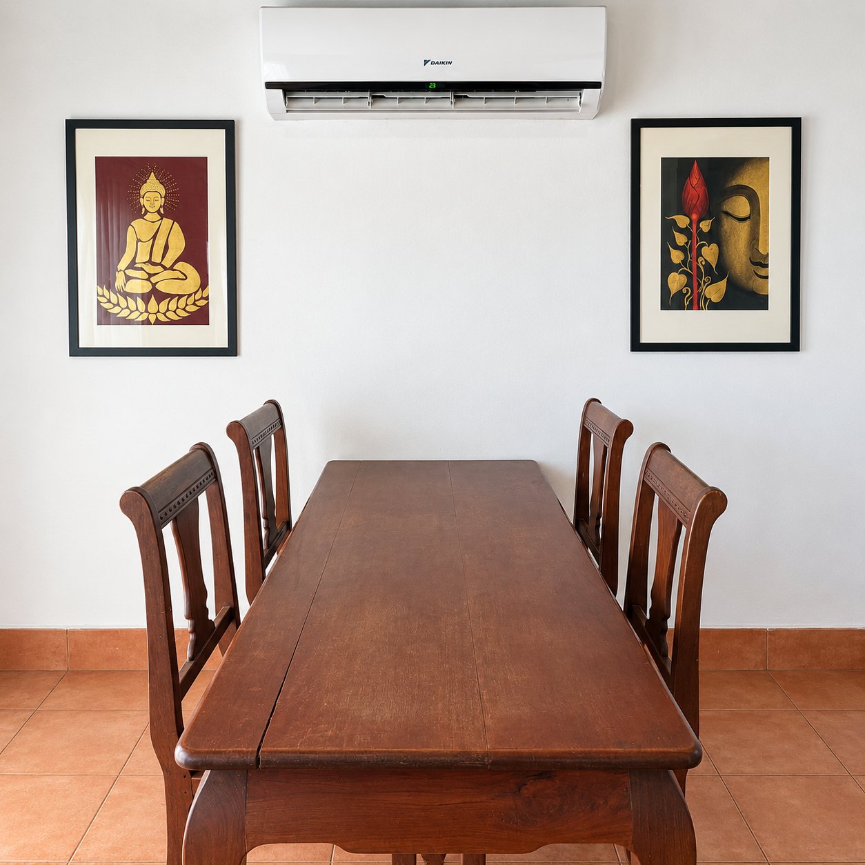 Dining room of the villa for rent in Sisattanak expat area, Vientiane