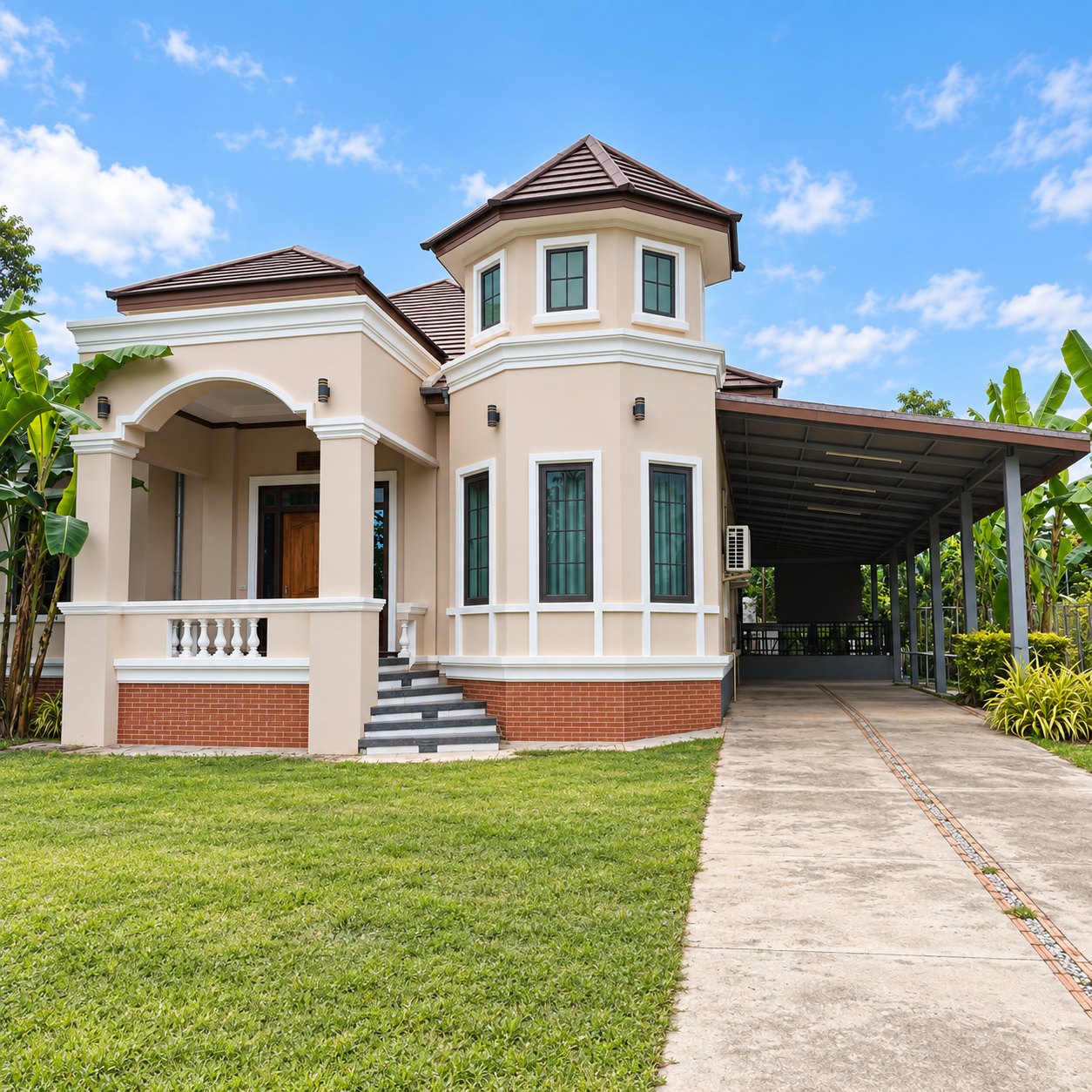 Villa 3 bedrooms for rent with large garden in That Luang Lake area, Vientiane, Laos