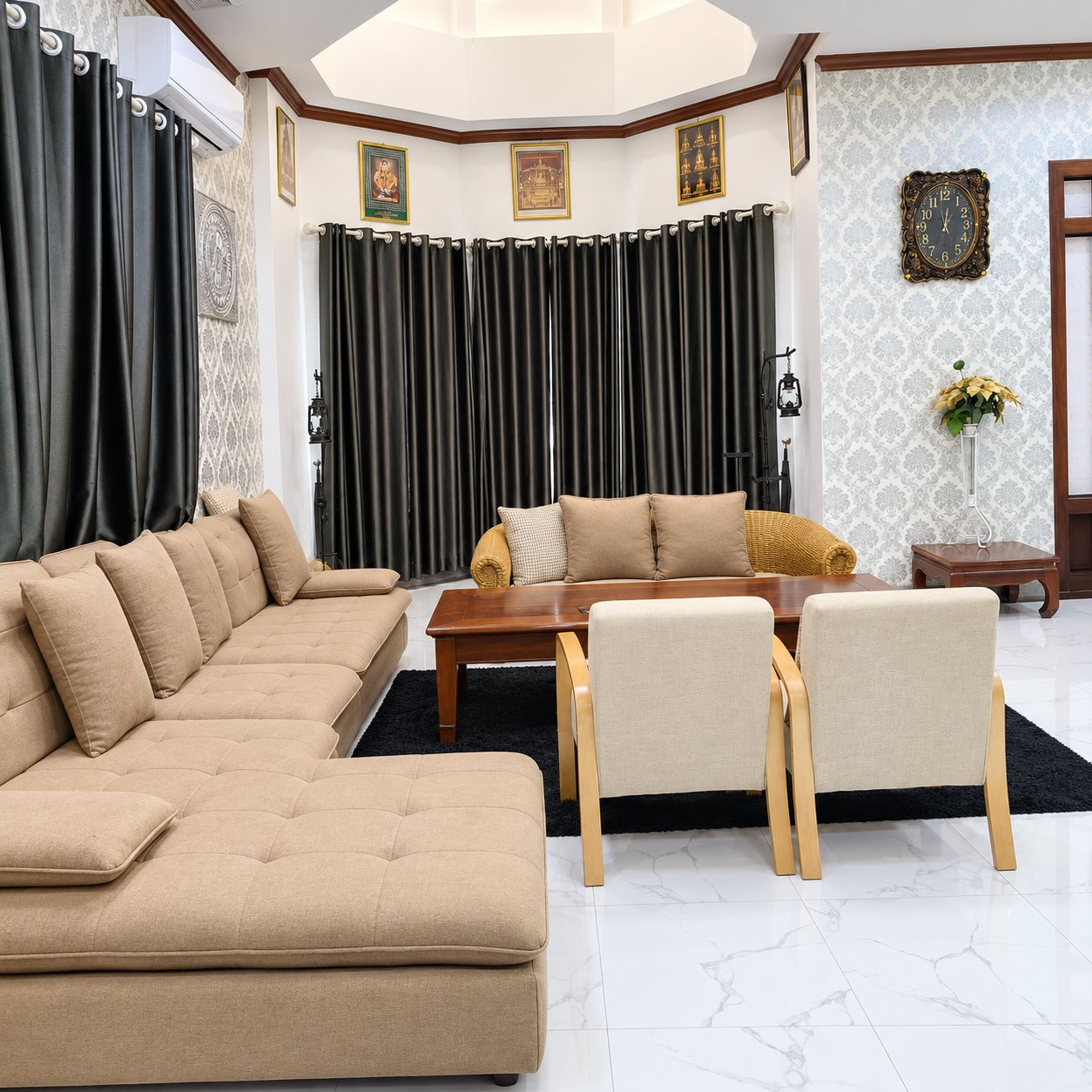 Living room of the 3-bedroom villa for rent in That Luang Lake, Vientiane