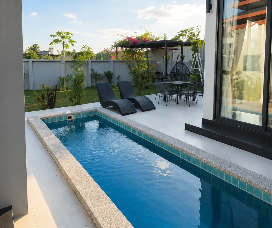 villa khamsavath vientiane swimming pool Private swimming pool and sun loungers at a 3-bedroom villa for rent in Vientiane
