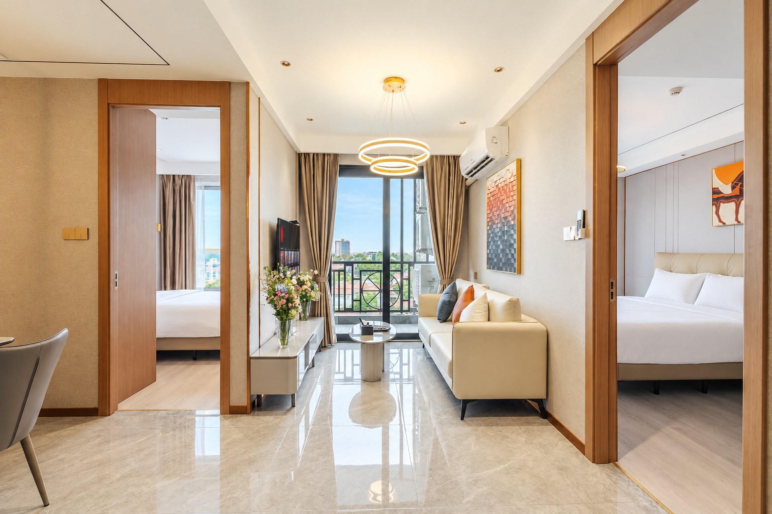 Bright 2-bedroom apartment layout with balcony, Sisattanak expat area, Vientiane Bright 2-bedroom apartment layout with balcony, Sisattanak expat area, Vientiane