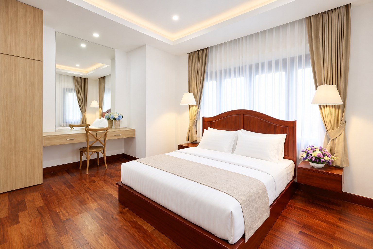 Bedroom of 2-bedroom apartment in Sisattanak expat area, Vientiane