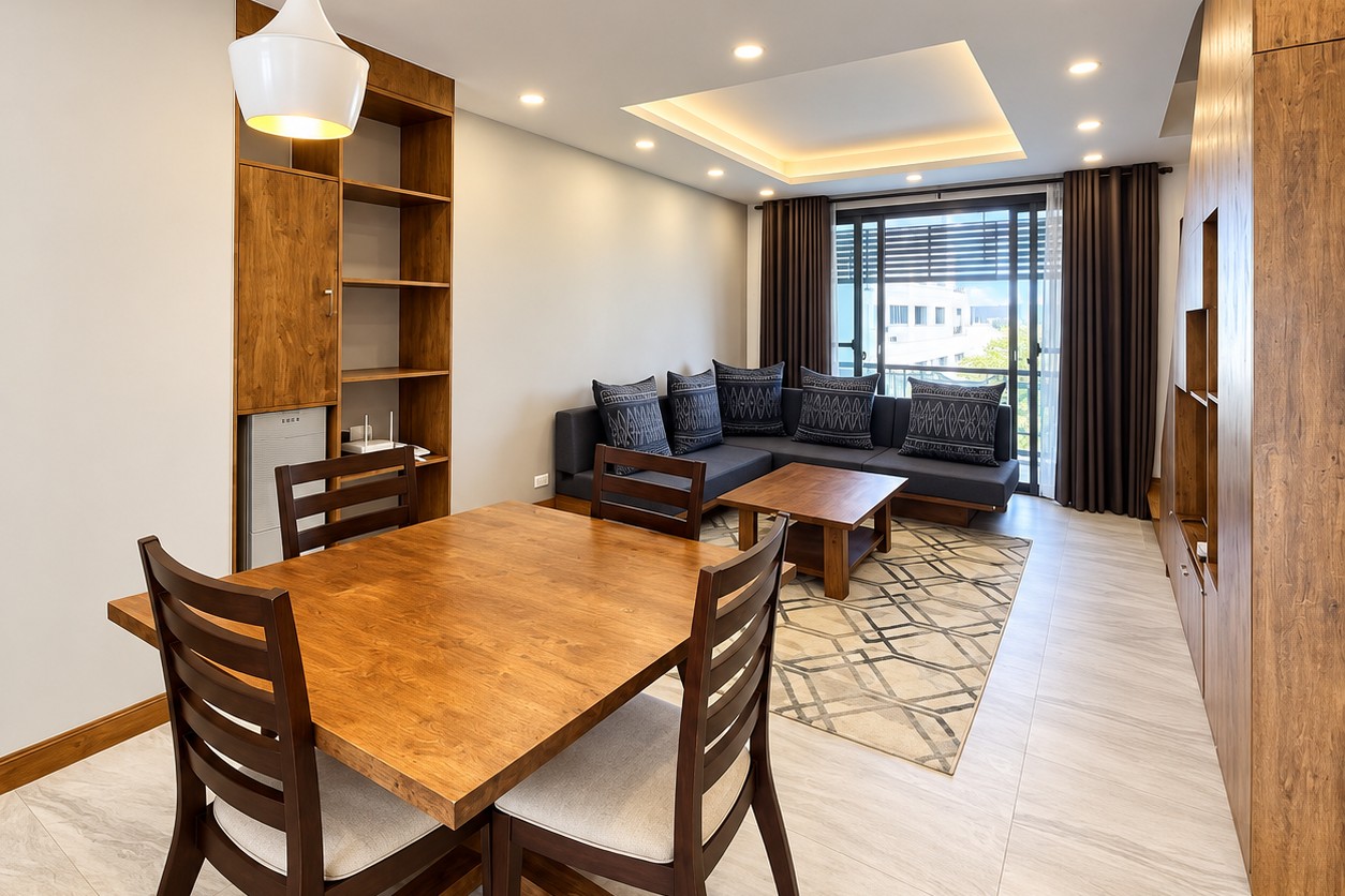 Dining and living area – serviced apartment Sisattanak Vientiane