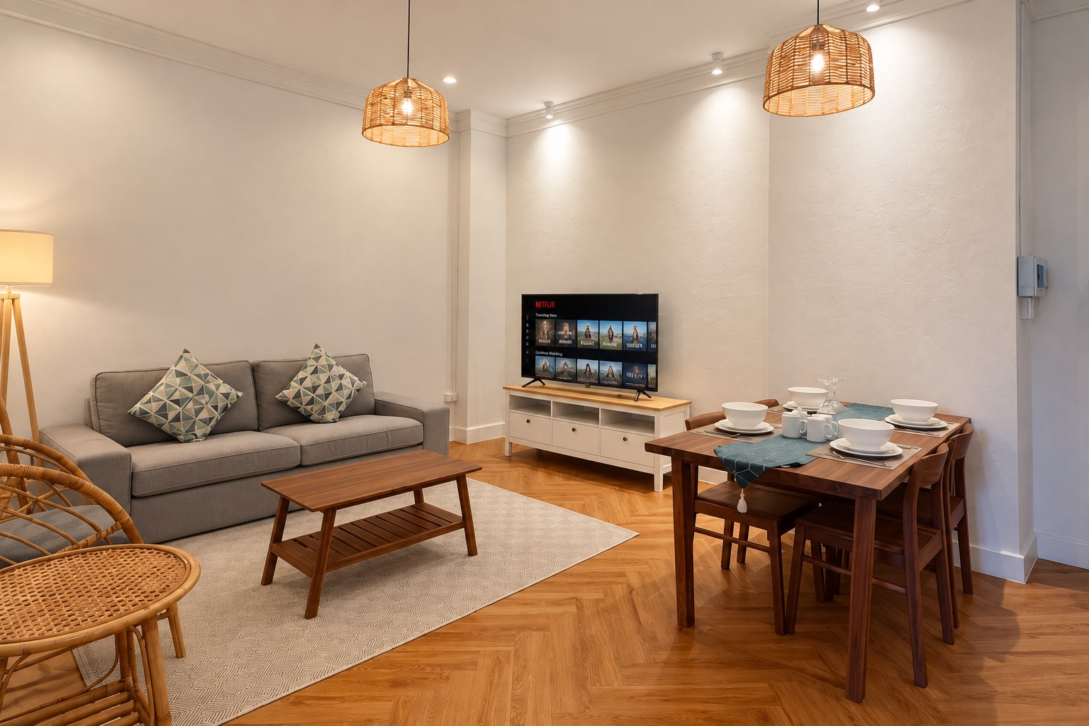 Furnished living room of apartment for rent in Sisattanak, Vientiane