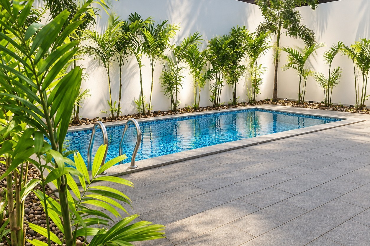 Private swimming pool with tropical garden – modern villa for rent Vientiane