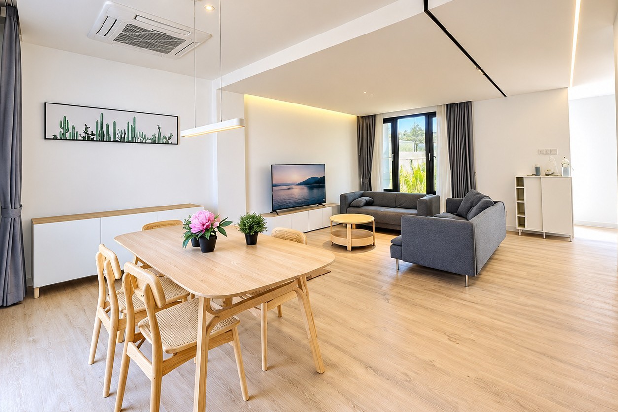 Open-plan living and dining room – 3-bedroom villa Sisattanak
