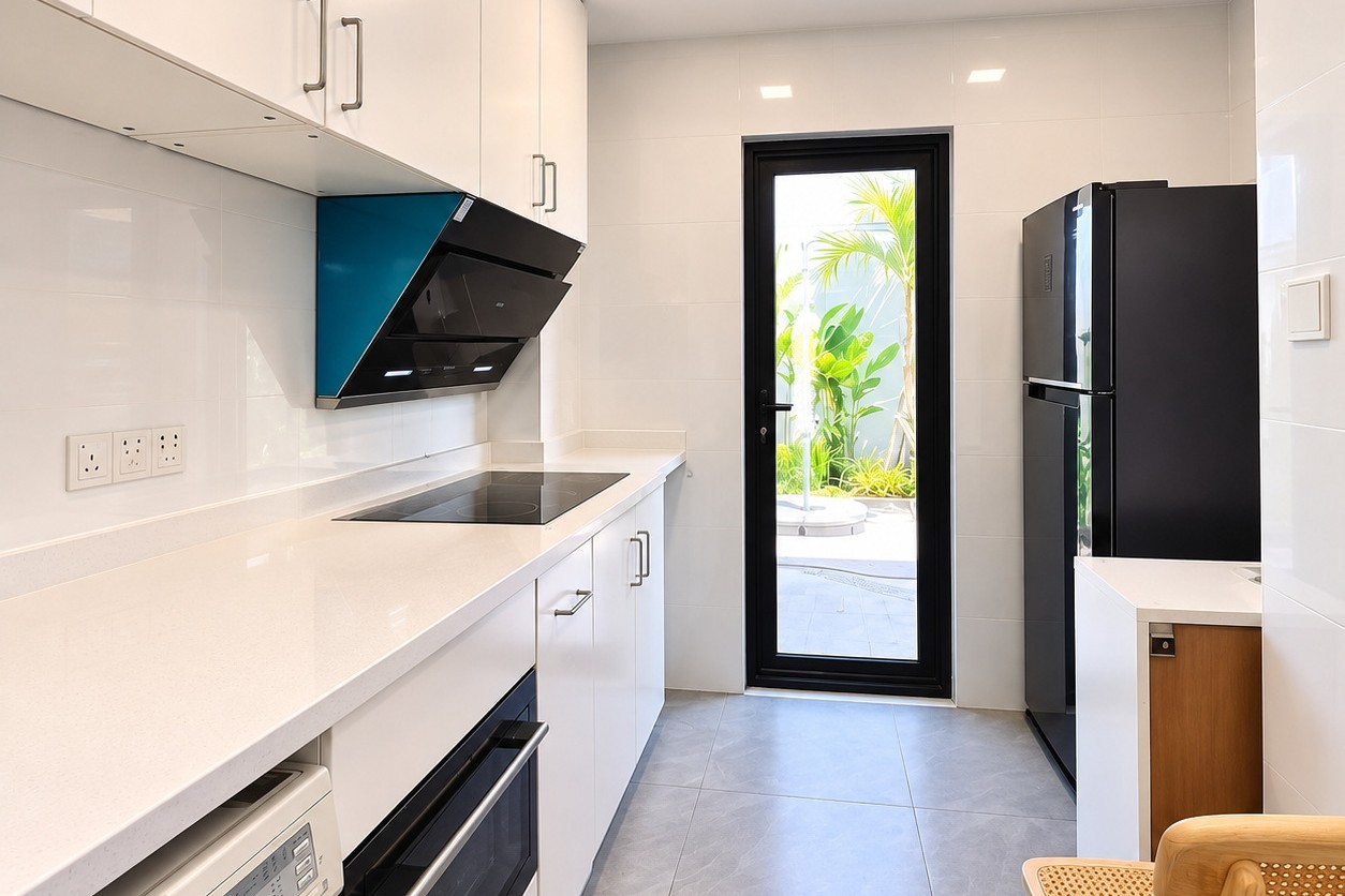 Fitted kitchen with oven, induction hob and washing machine – villa Vientiane