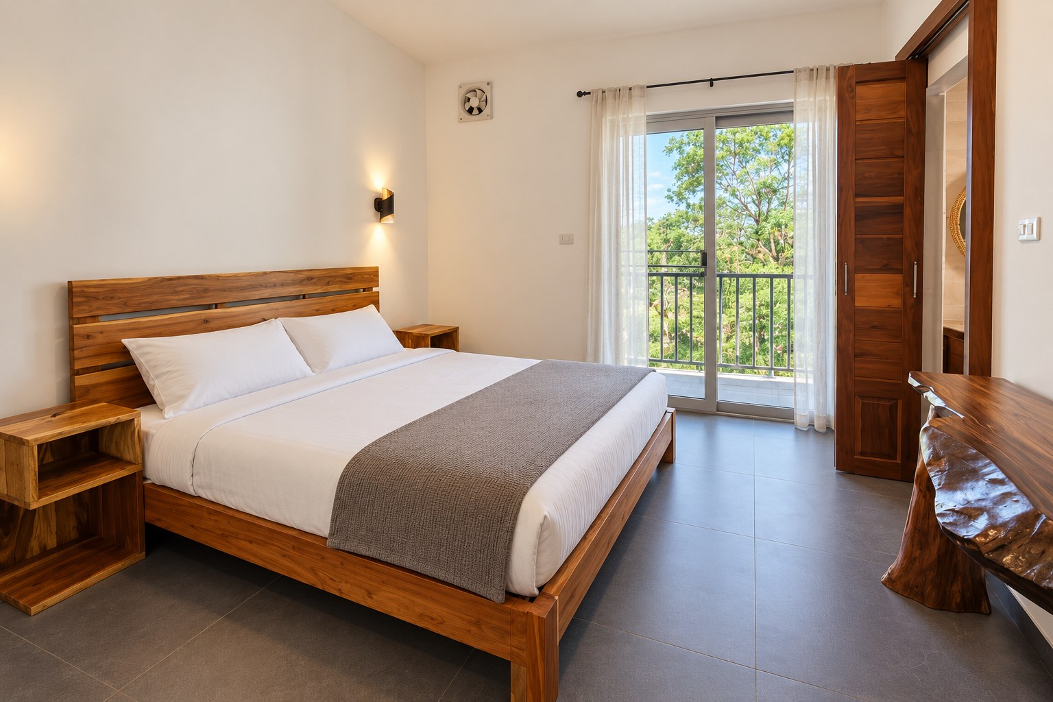 New 1 bedroom apartment for rent near Wattay Airport Vientiane – Bedroom with balcony access
