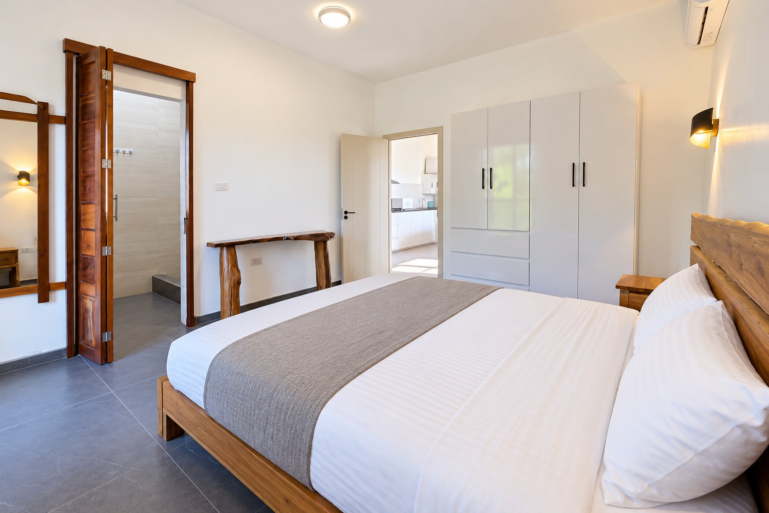New 1 bedroom apartment for rent near Wattay Airport Vientiane – Bedroom with en-suite bathroom