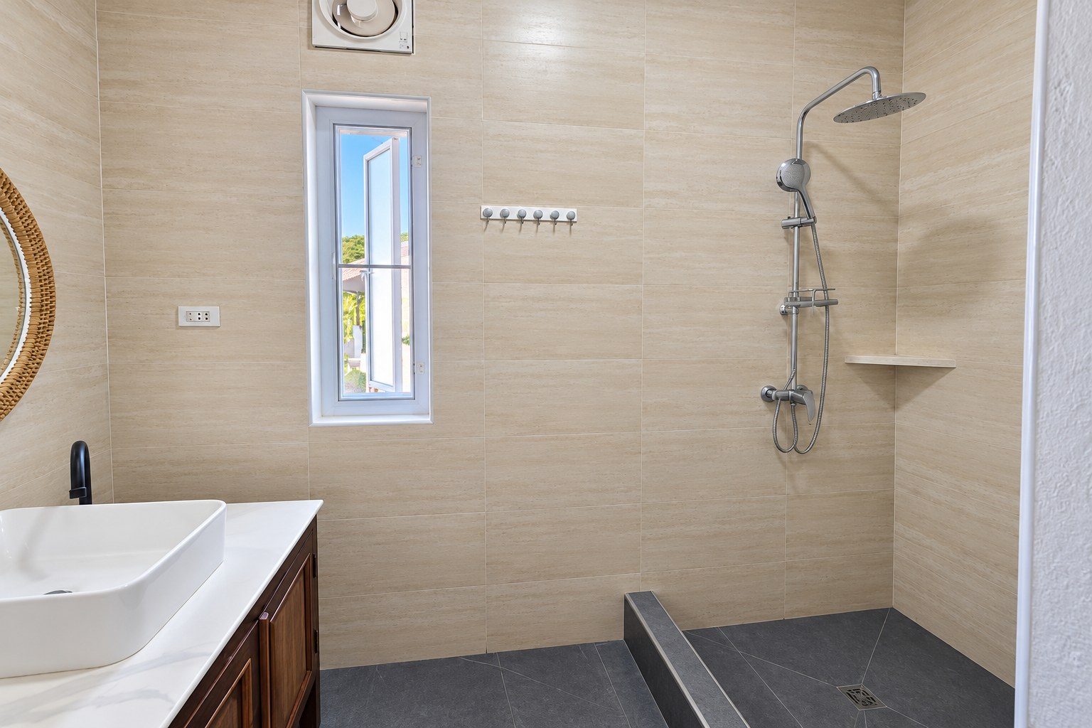 New 1 bedroom apartment for rent near Wattay Airport Vientiane – Bathroom with walk-in rain shower