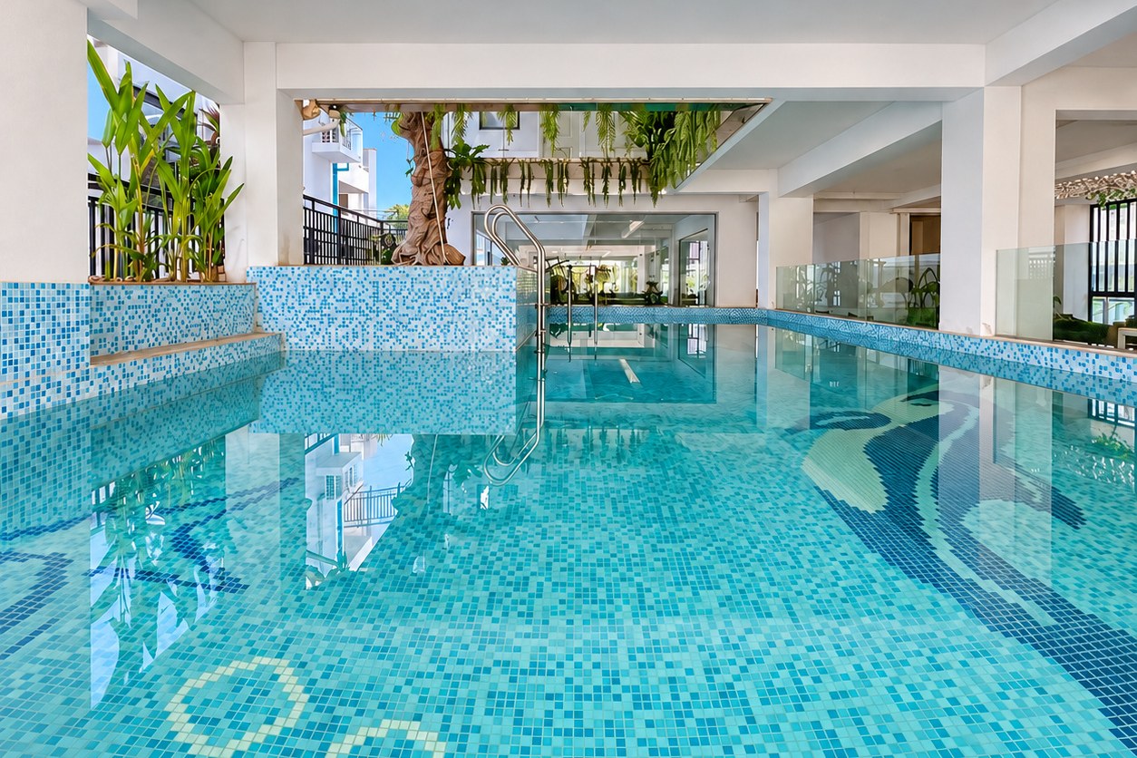 Indoor swimming pool of the residence – new condo apartment near Patuxai, Vientiane