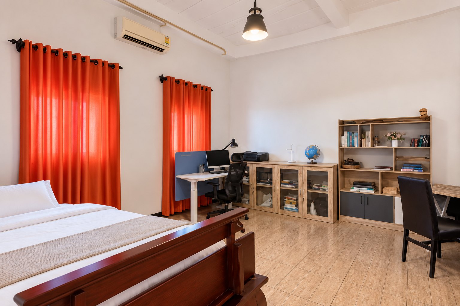 Home office with desk and bookshelves – near Khamsavath railway station, Vientiane