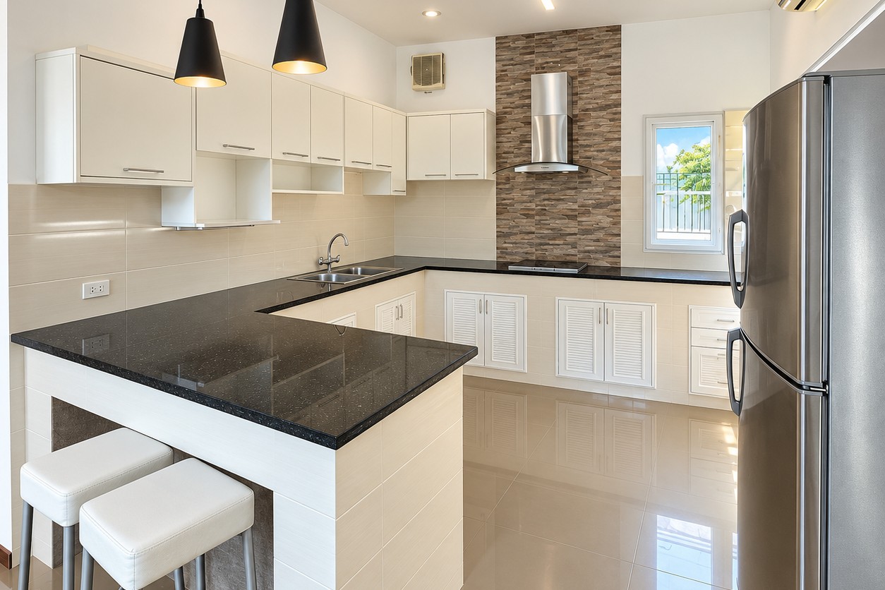 Fully equipped kitchen with granite worktop – new 4-bedroom villa near ITECC Mall, Vientiane