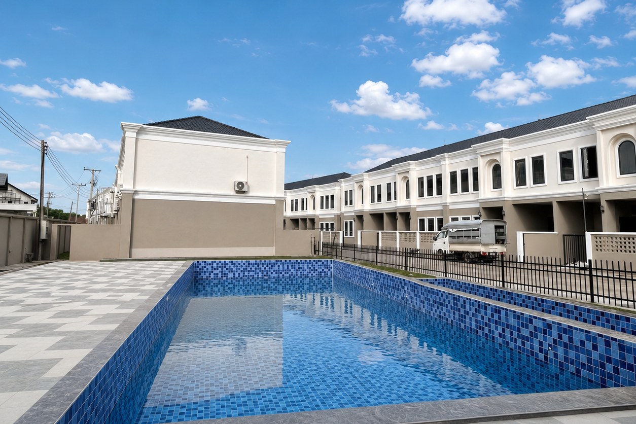 Shared swimming pool with the townhouse villas Shared swimming pool with the townhouse villas – villa 3 bedrooms with shared pool, Sisattanak expat area, Vientiane